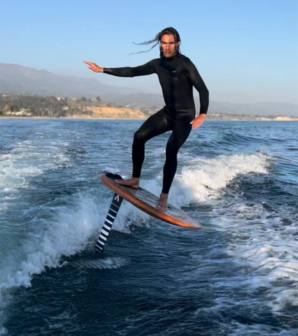 Foiling above the water in Santa Barbara